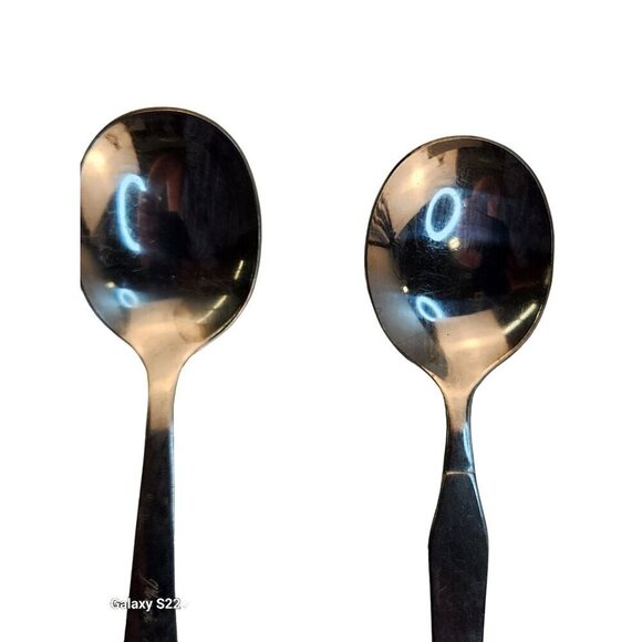 Vintage Baby Utensils Set Of 5 - 3 Teaspoons & 2 Forks - Silver Stainless, 2 Ger - Picture 4 of 13